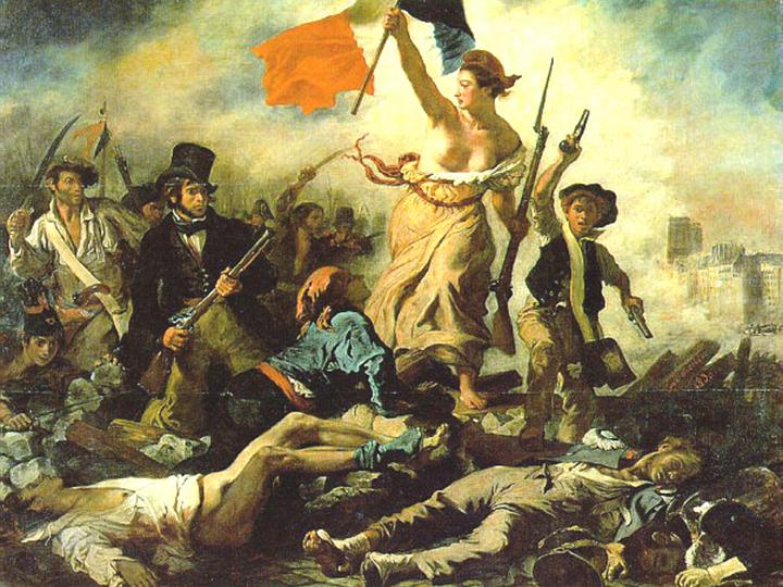 Human History - The French Revolution (July revolution. July 28, 1830), "Liberty Leading the People", (Eugene Delacroix, 1830).